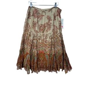 Lauren Ralph Lauren Maxi Skirt Size 12 Silk Blend Paisley Print Boho